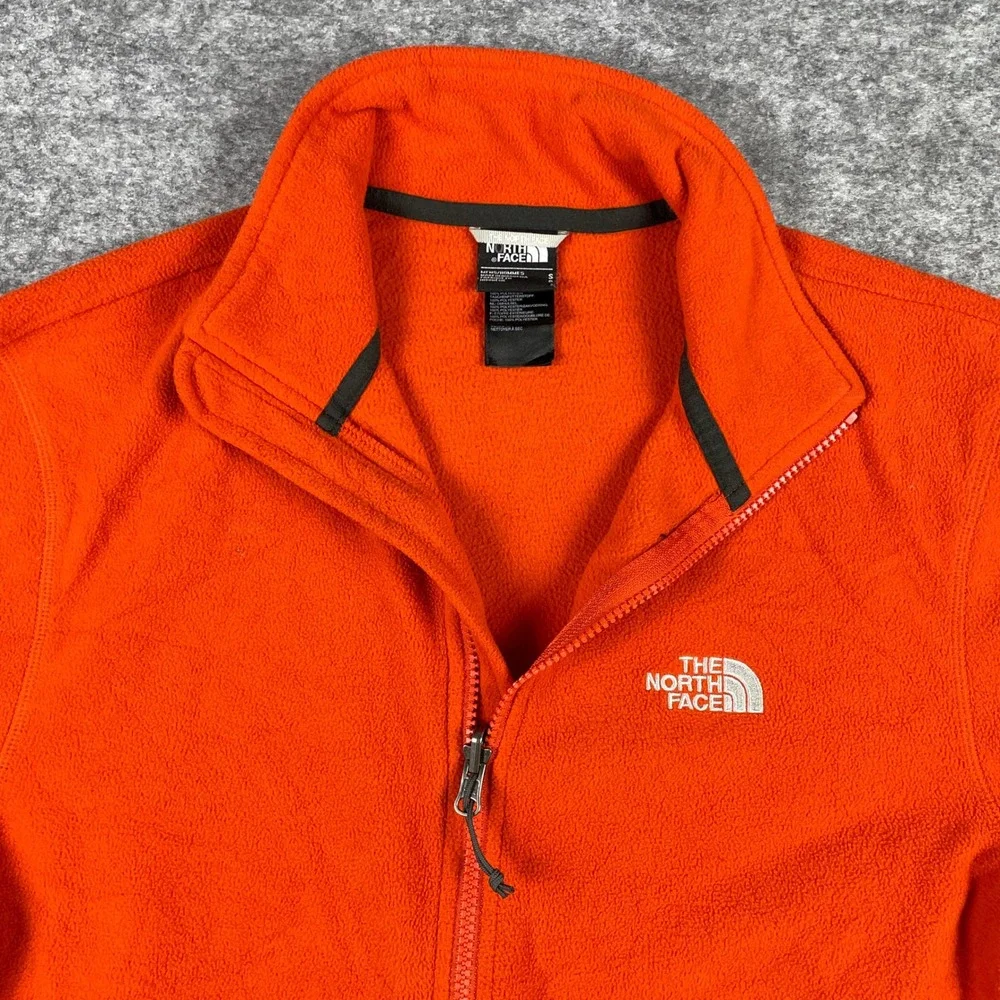 The North Face Fleece Jacket Mens S Orange Full Zip Lightweight Mock Neck